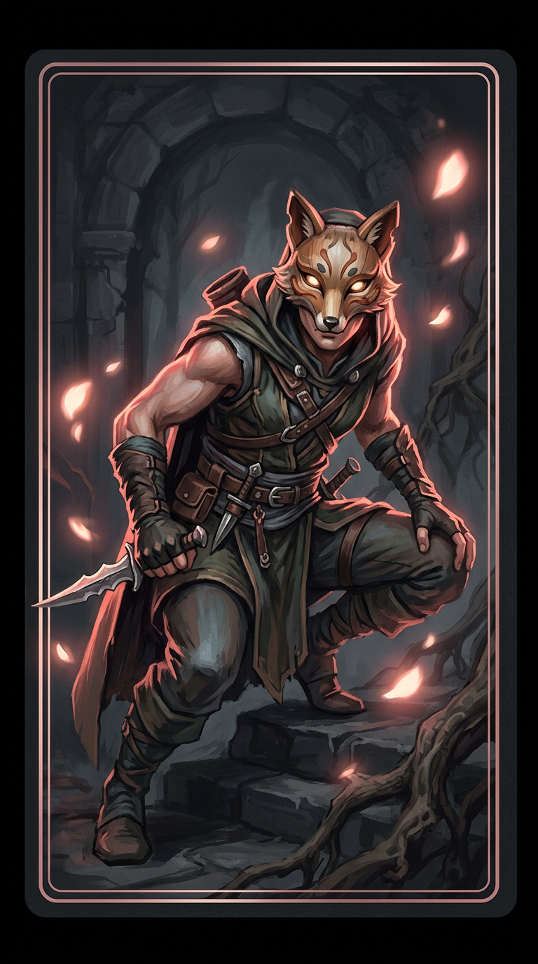 Sample illustrated card: Fox-Masked Scout