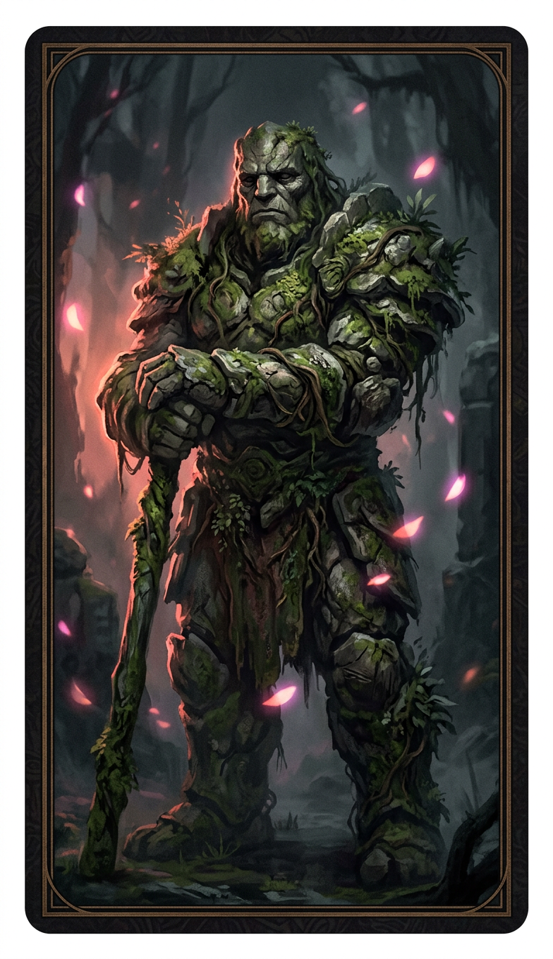 Sample illustrated card: Moss Golem